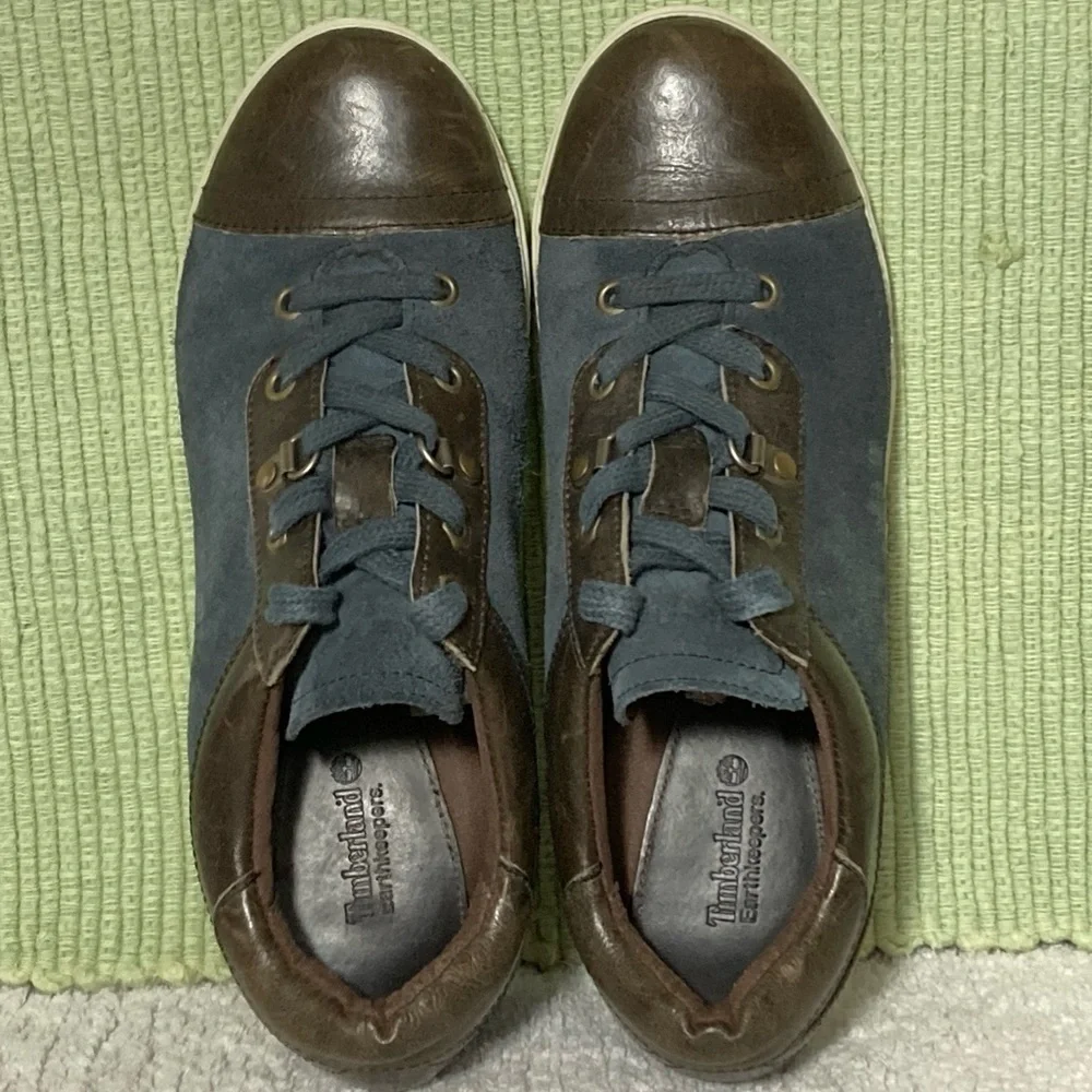 Timberland Earthkeepers Womens Blue/Brown Leather Lace Up Casual Shoes SZ US 8W